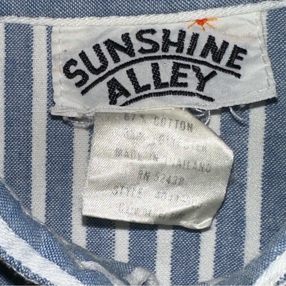 Vintage Sunshine Valley Women's Striped Button Up Dress Balloon Sleeves Midi USA - Picture 14 of 14